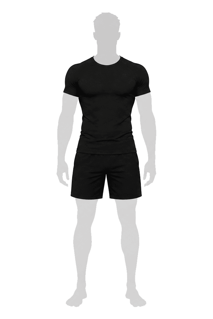 Gym outfit front view with ad spots marked